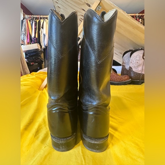 Roy Cooper Cowboy Boots Black Leather Men’s 7.5 M Western Made in USA - Picture 7 of 10